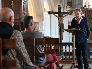 Rencontre - Lecture de Yvon Le Men à l'église Saint-Sylvestre de Plouzélambre - Gabriel